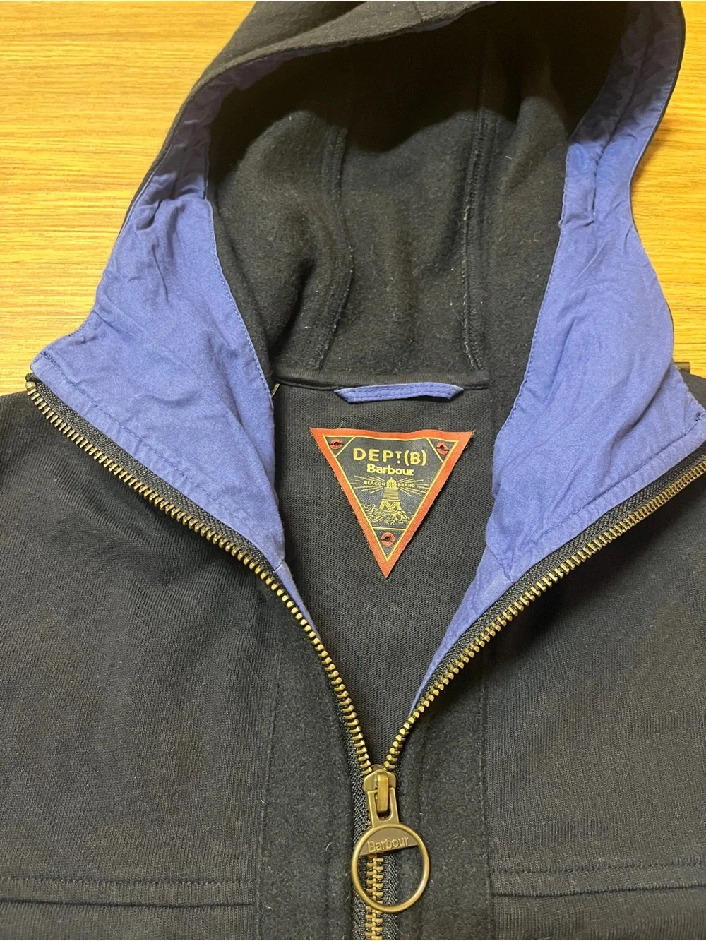 Rare Barbour Dept B Cotton Wool Full Zip Hooded Field Jacket Navy Utility Bomber